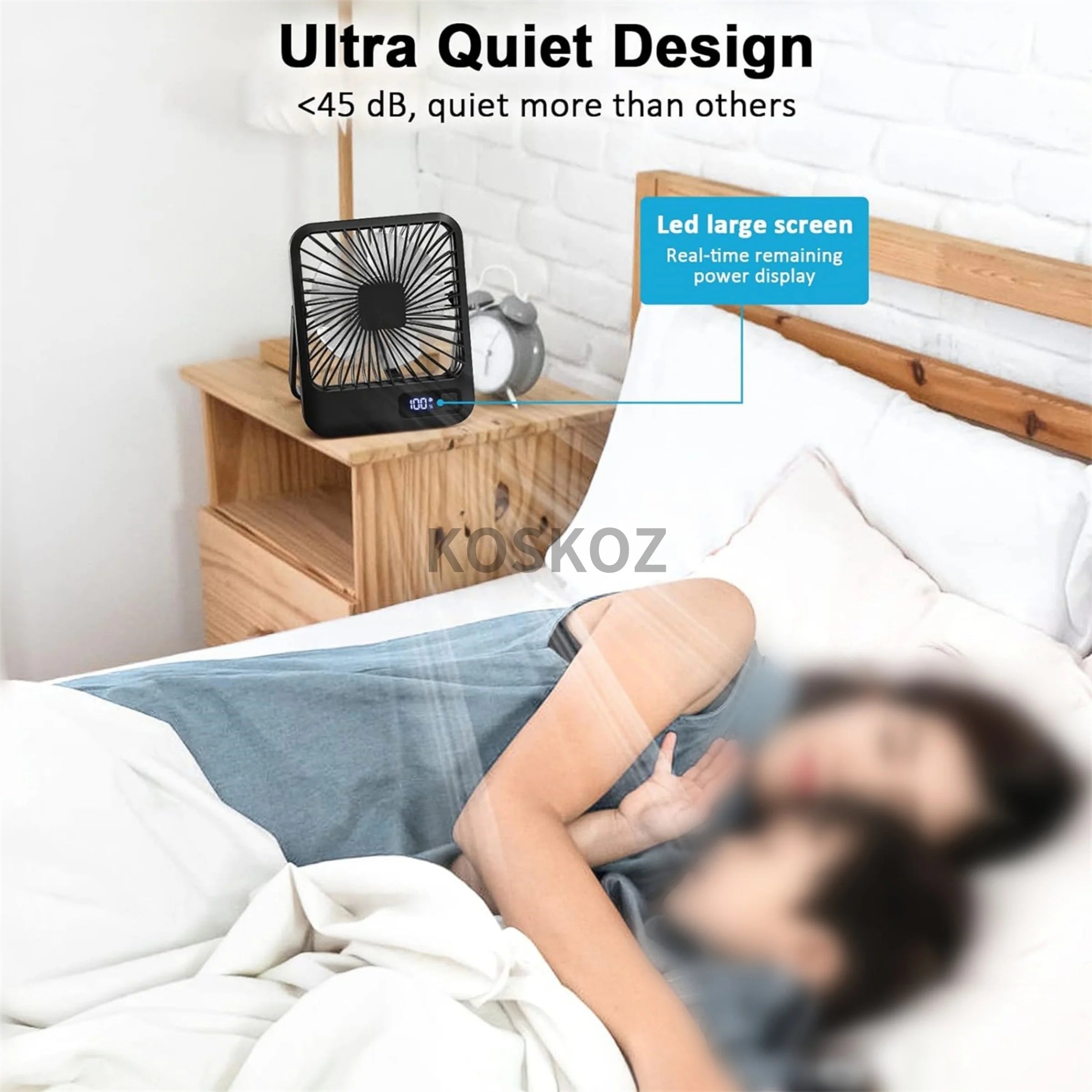 Doodad Co. Rechargeable Desk Fan — Quiet, Tilt-Adjustable, USB Portable