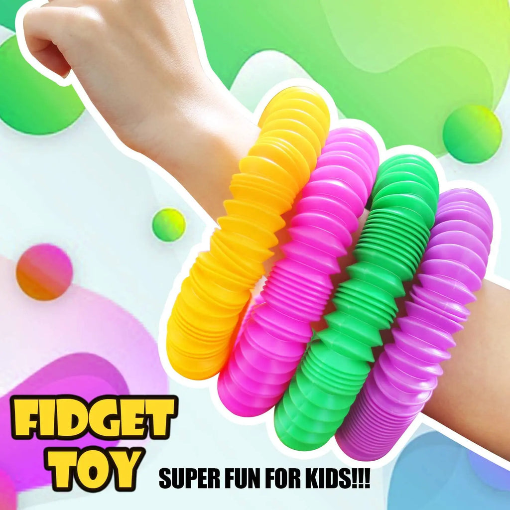 Doodad Co. Pop Tube Fidget Toys — Heavy-Duty, 4-Piece Set