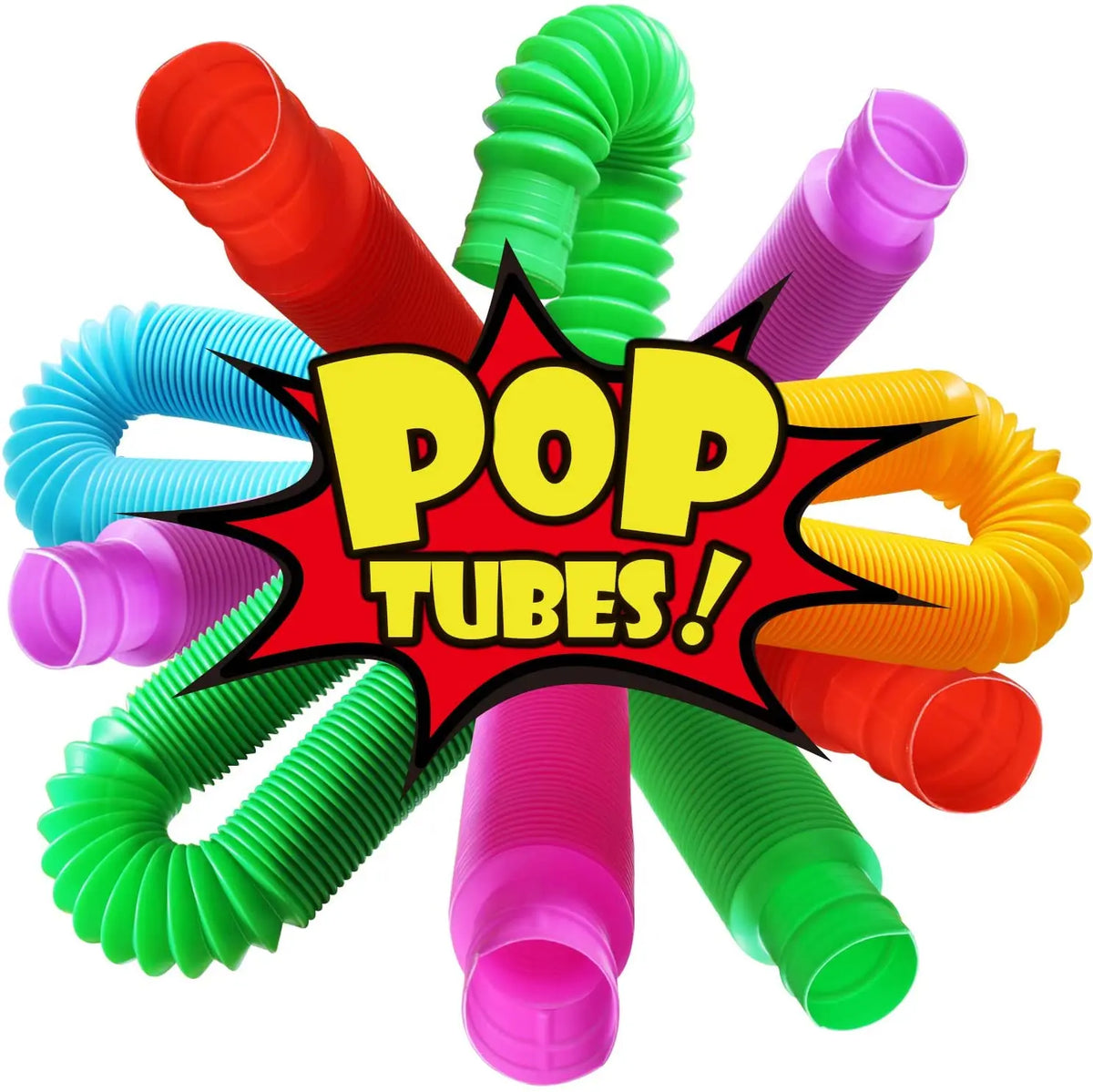 Doodad Co. Pop Tube Fidget Toys — Heavy-Duty, 4-Piece Set