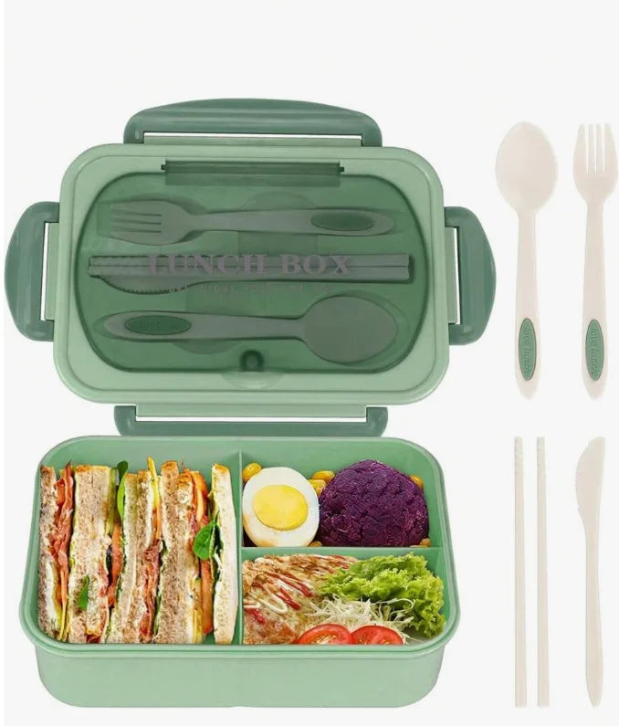 Doodad Co. Bento Lunch Box — 3-Compartment, With Utensils