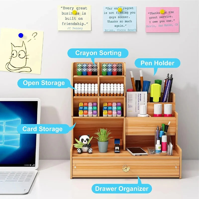 Doodad Co. Wooden Desk Organizer with Drawer
