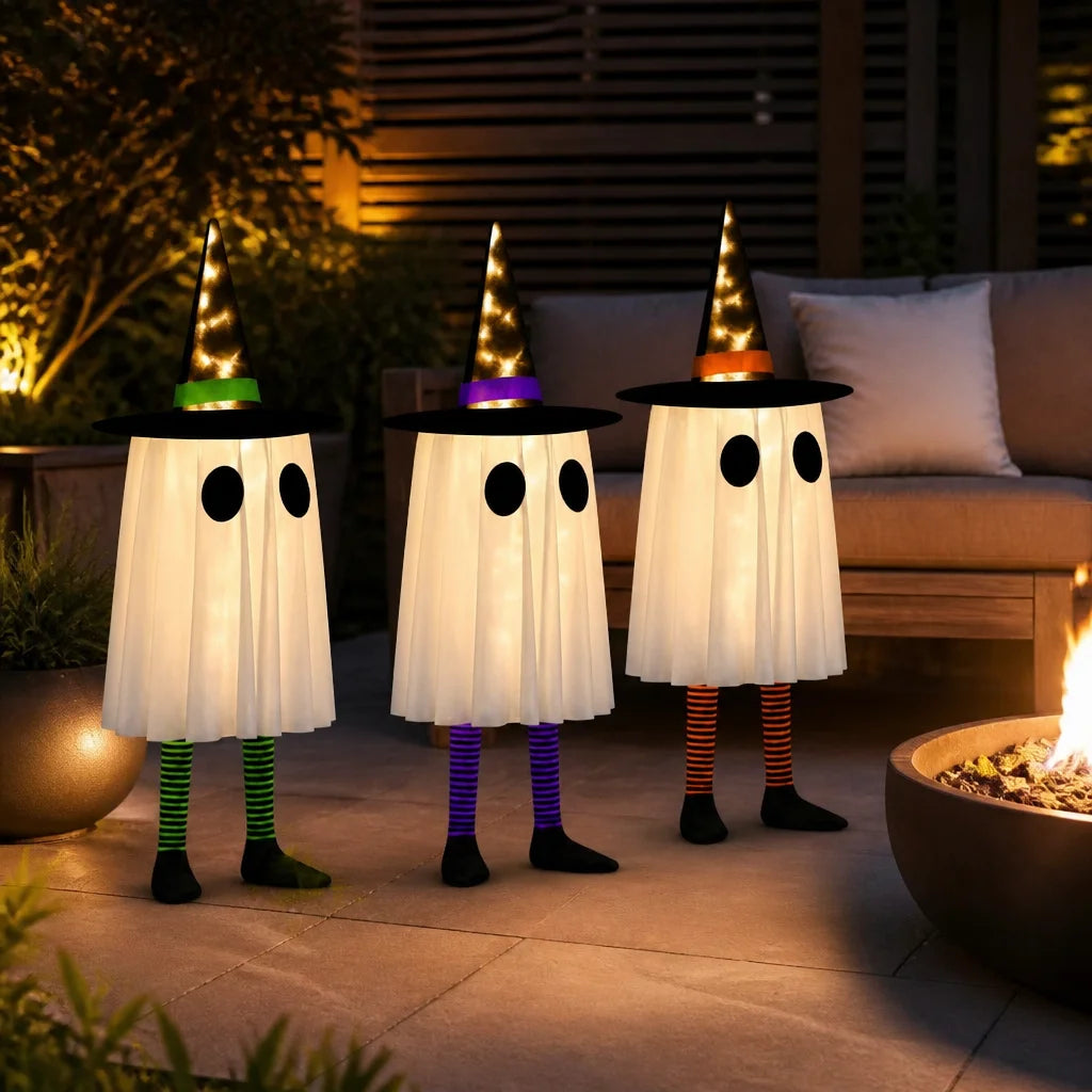 Doodad Co. Luminous Witch Ghost Lights — LED Hanging Pendant, 3-Pack