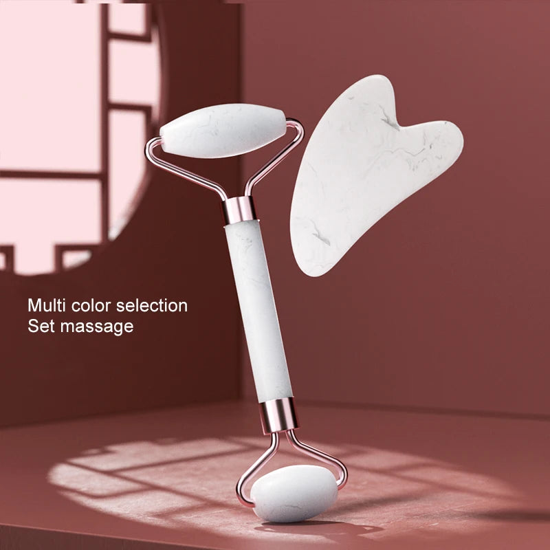 Doodad Co. Facial Massage Roller Set — Dual-End Roller, Gua Sha Included