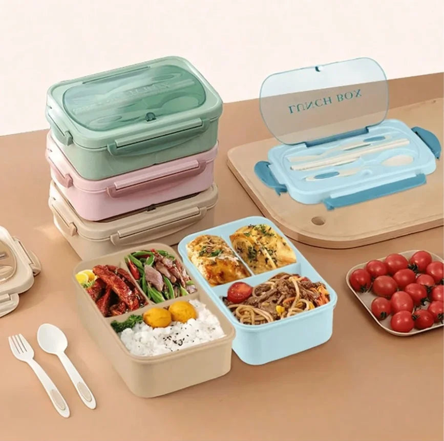 Doodad Co. Bento Lunch Box — 3-Compartment, With Utensils
