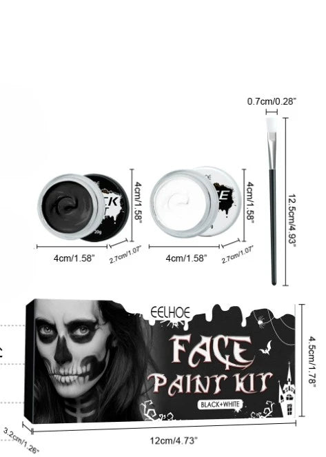 Doodad Co. Black & White Face Paint Kit — Highly Pigmented, DIY Cosplay Body Art