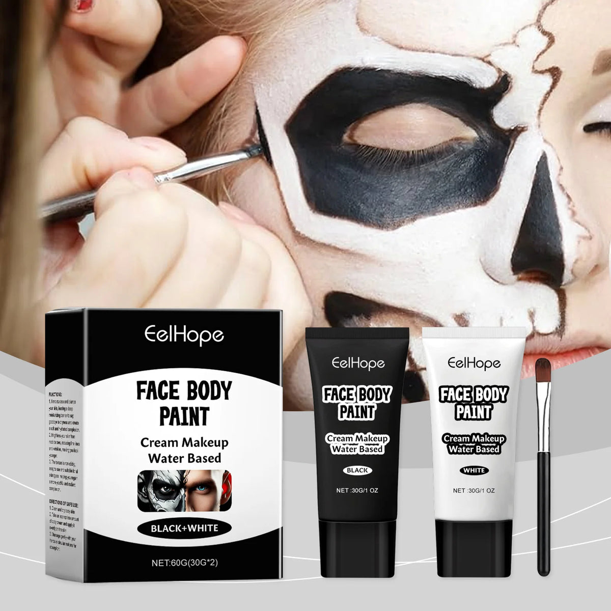 Doodad Co. White & Black Body Paint — Full Coverage, Oil-Free Easy Wash-Off