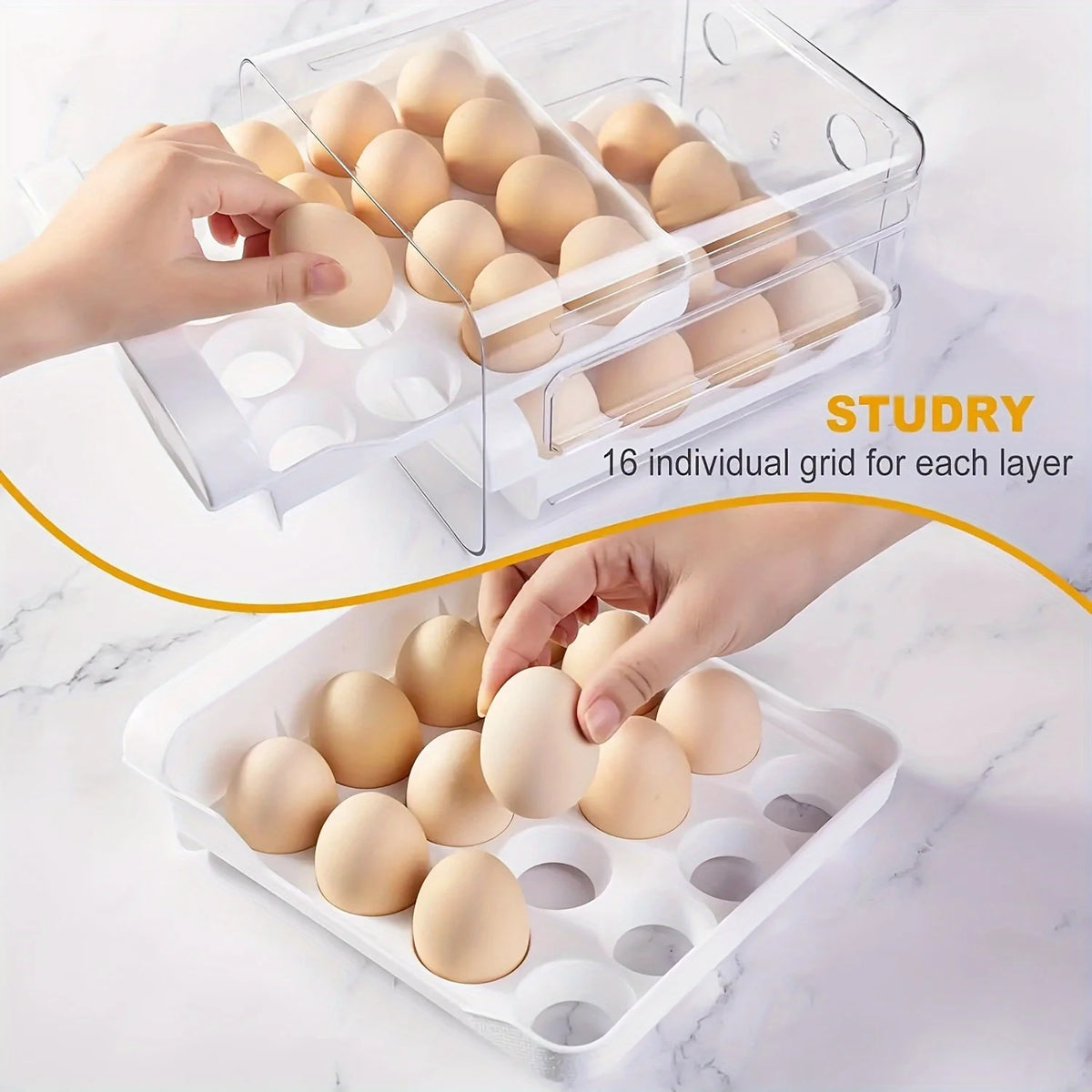 Doodad Co. Drawer Egg Holder — Double-Layer, Fridge Storage