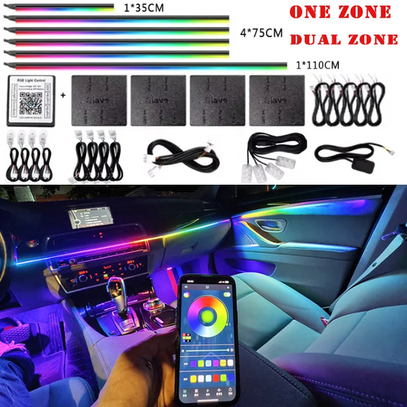 Doodad Co. RGB Car Ambient Light Strip — App-Controlled, 64-Color
