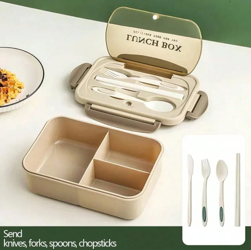 Doodad Co. Bento Lunch Box — 3-Compartment, With Utensils