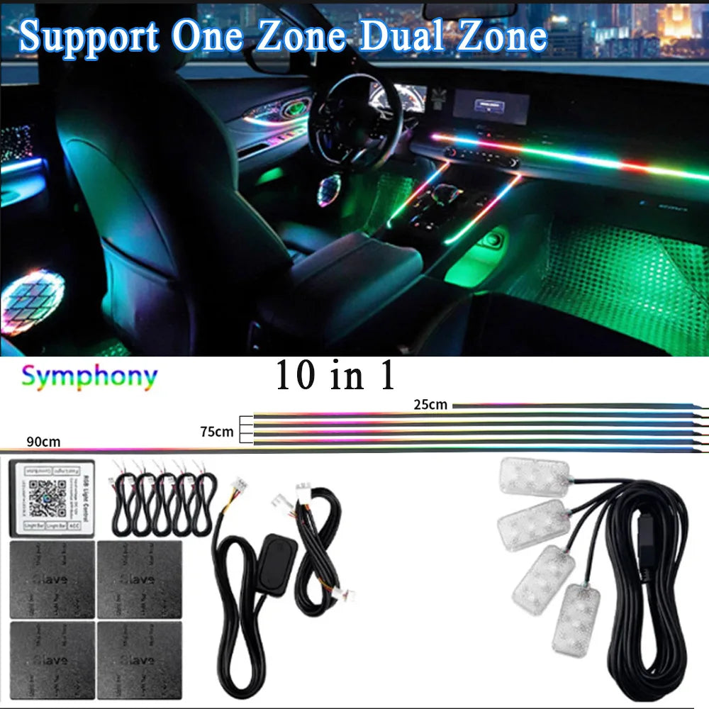 Doodad Co. RGB Car Ambient Light Strip — App-Controlled, 64-Color
