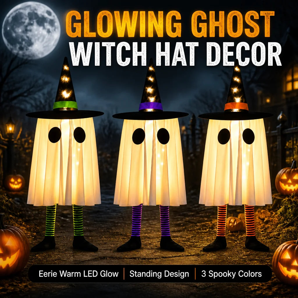 Doodad Co. Luminous Witch Ghost Lights — LED Hanging Pendant, 3-Pack