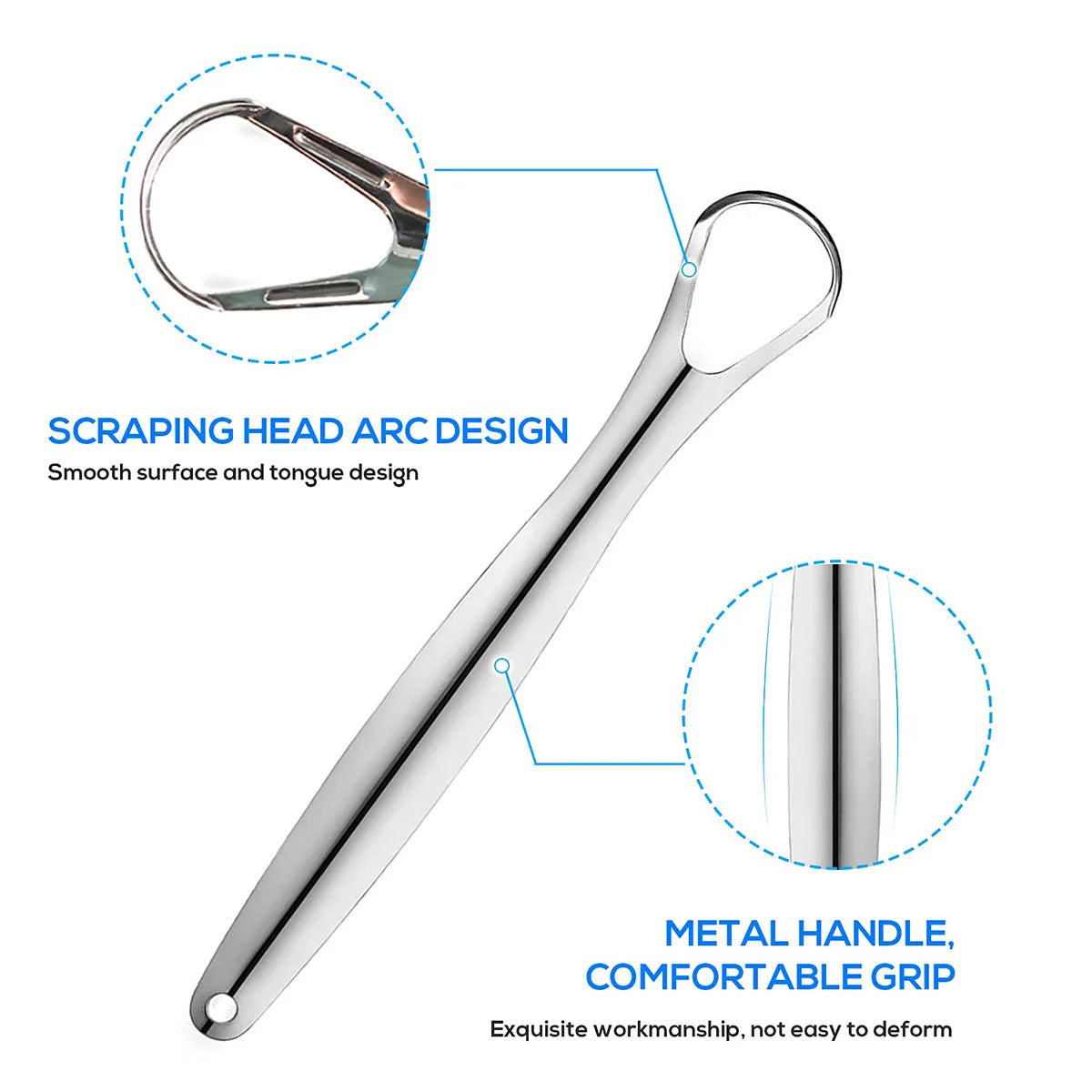 Doodad Co. Metal Tongue Scraper — Stainless Steel, Portable Design