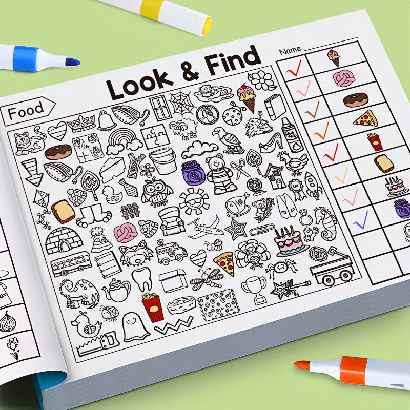 Doodad Co. Hidden Objects Coloring Book — Interactive, 100+ Activity Pages