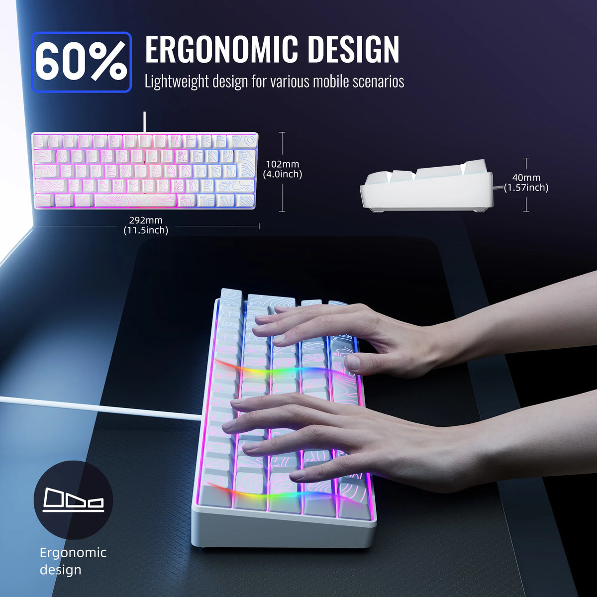 Doodad Co. 60% RGB Gaming Keyboard — Compact Backlit Layout