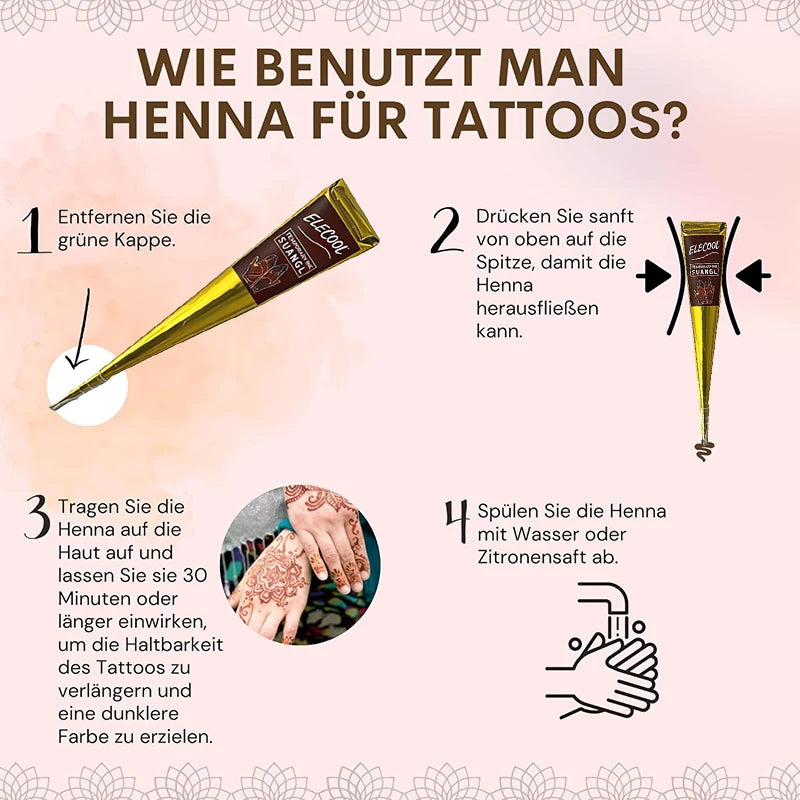Doodad Co. Henna Tattoo Cones — Multi-Color Set, Temporary Body Art