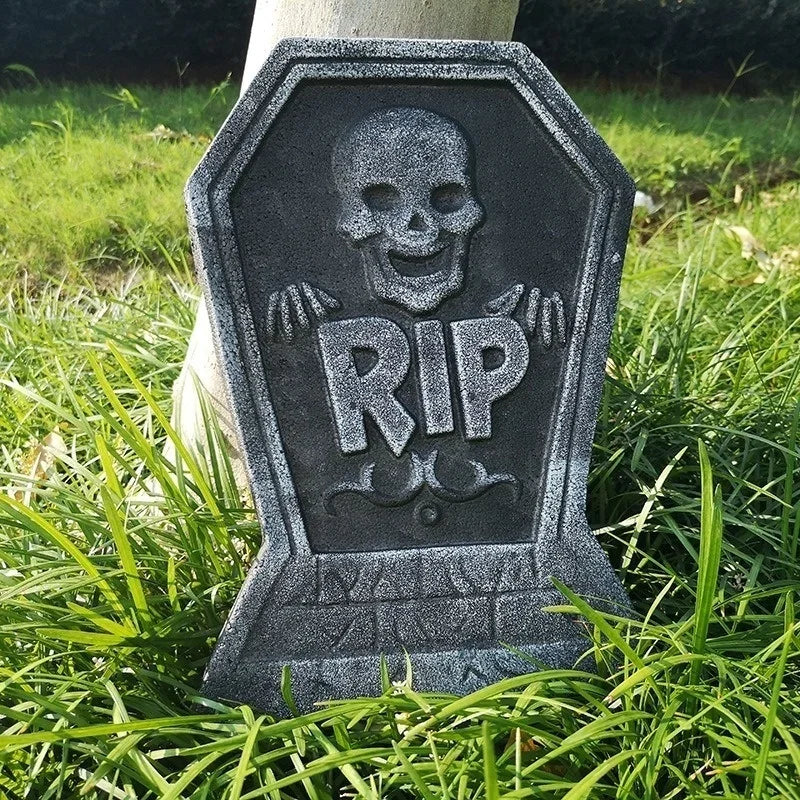 Doodad Co. RIP Tombstone Yard Stake — Lightweight Foam Prop, Spooky Graveyard Decor