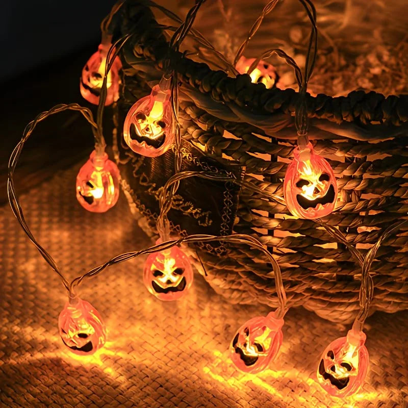 Doodad Co. Jack-O-Lantern Fairy Lights — Battery Powered, Indoor & Outdoor Halloween Glow