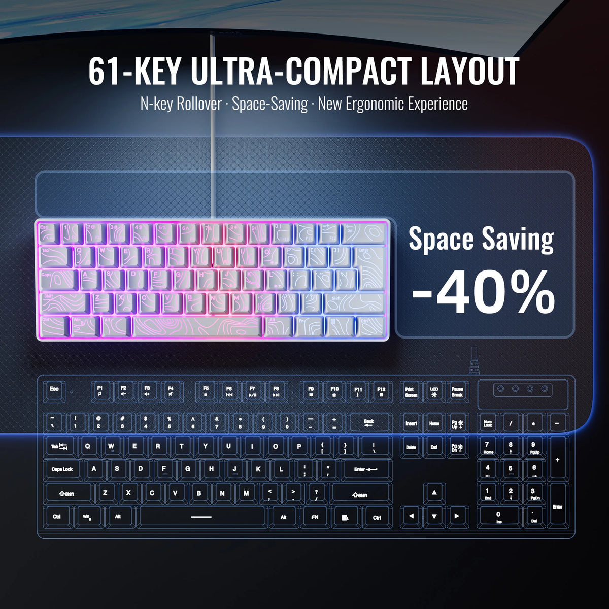 Doodad Co. 60% RGB Gaming Keyboard — Compact Backlit Layout