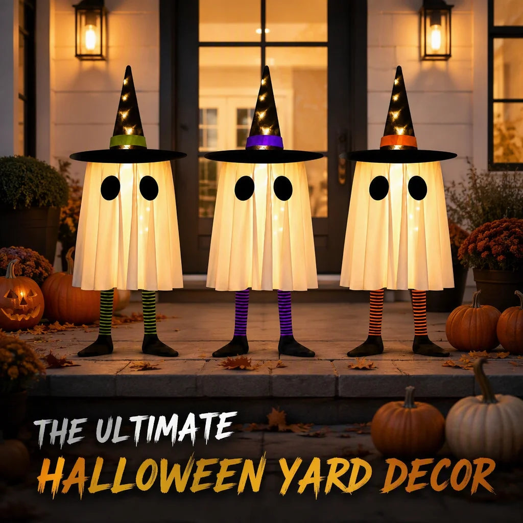 Doodad Co. Luminous Witch Ghost Lights — LED Hanging Pendant, 3-Pack