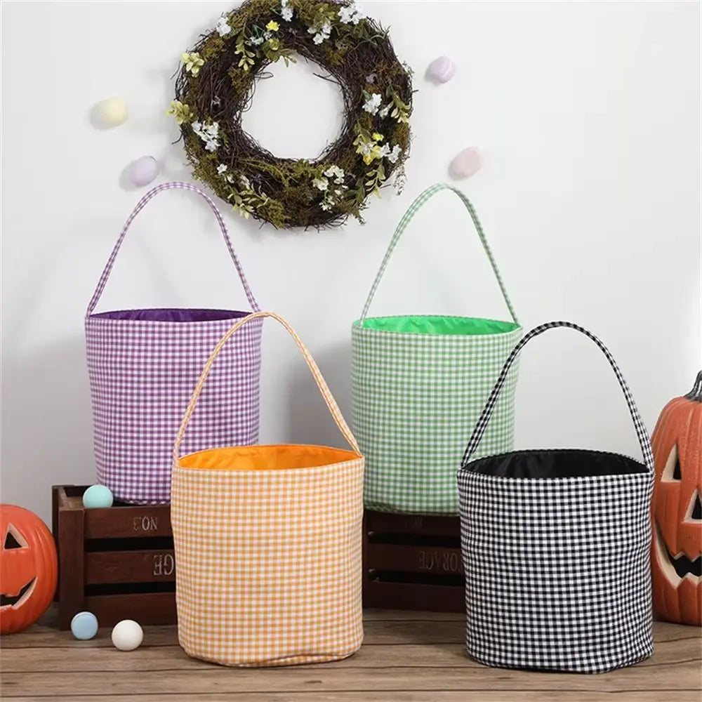 Doodad Co. Plaid Trick-or-Treat Tote — Large Capacity Candy Basket, Halloween Essential