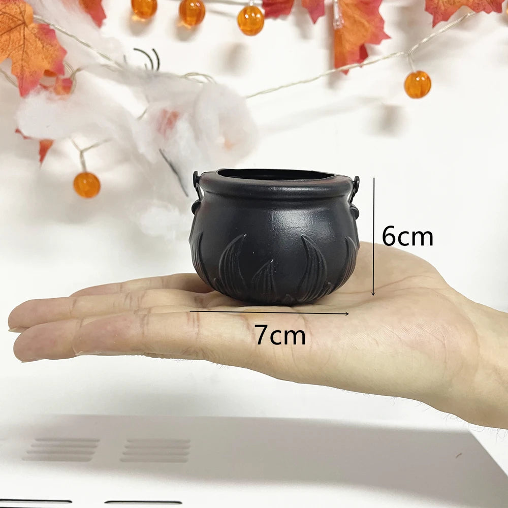 Doodad Co. Cauldron Candy Bowl — Iron Rack Stand, Trick-or-Treat Ready