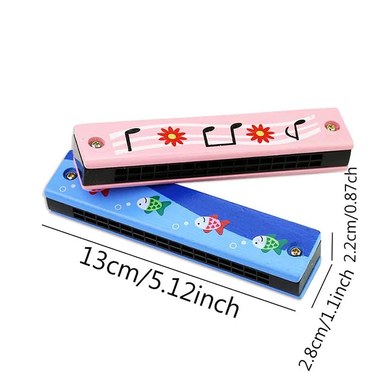 Doodad Co. Kids Wooden Harmonica — Beginner-Friendly, Musical Learning Toy