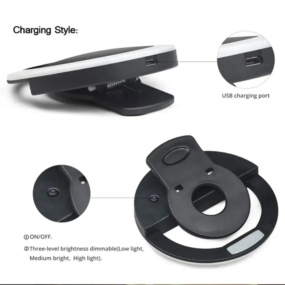 Doodad Co. LED Selfie Ring Light — Clip-On, USB Rechargeable