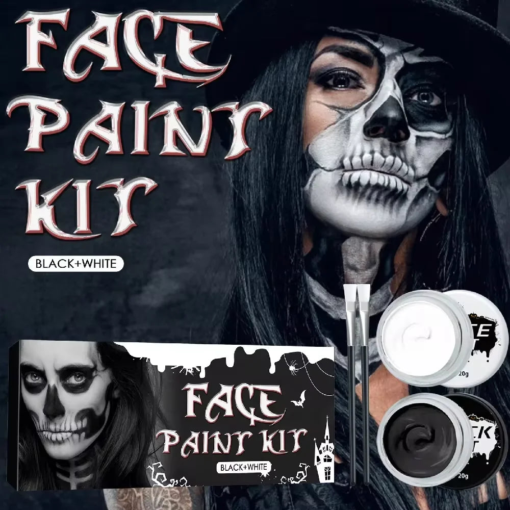 Doodad Co. Black & White Face Paint Kit — Highly Pigmented, DIY Cosplay Body Art