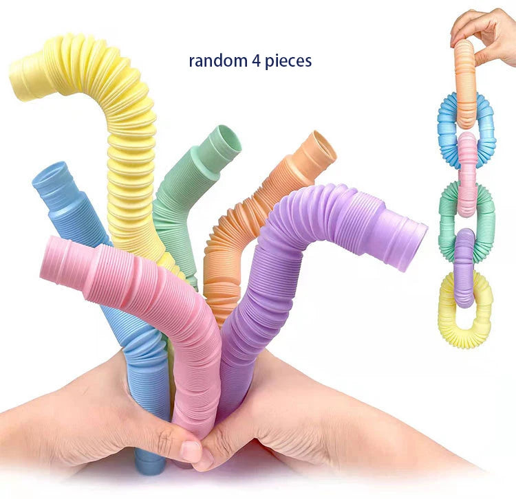 Doodad Co. Pop Tube Fidget Toys — Heavy-Duty, 4-Piece Set