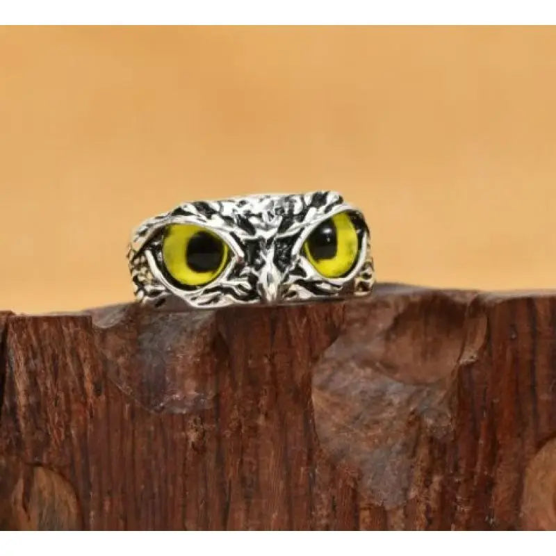 Doodad Co. Evil Eye Owl Ring — Adjustable Fit, Antique Silver Finish