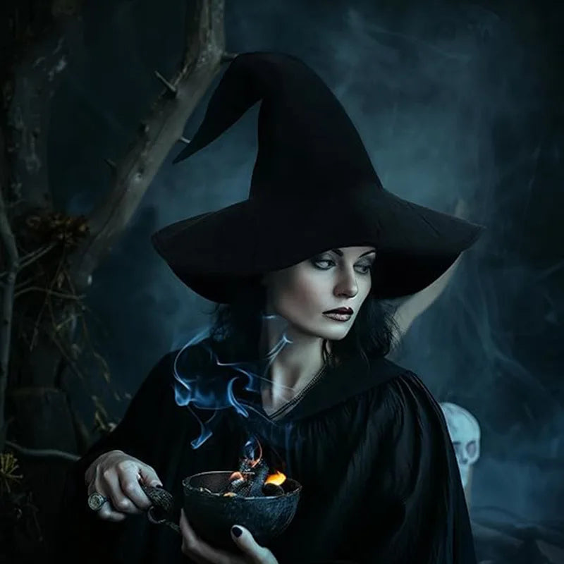 Doodad Co. Velvet Witch Hat — Twist Design, Halloween Costume Accessory