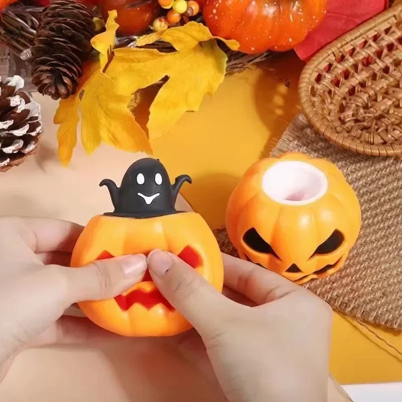 Doodad Co. Pumpkin Ghost Squeeze Pinch Toys — Silicone Stress Relief, Party Favors