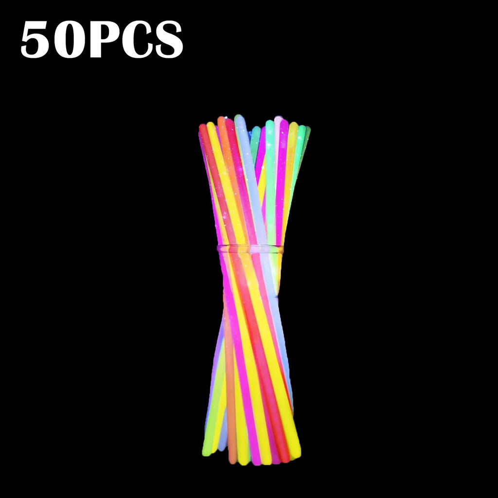Doodad Co. Glow Stick Necklaces & Bracelets — Multicolor Neon Glow, Bulk Party Pack