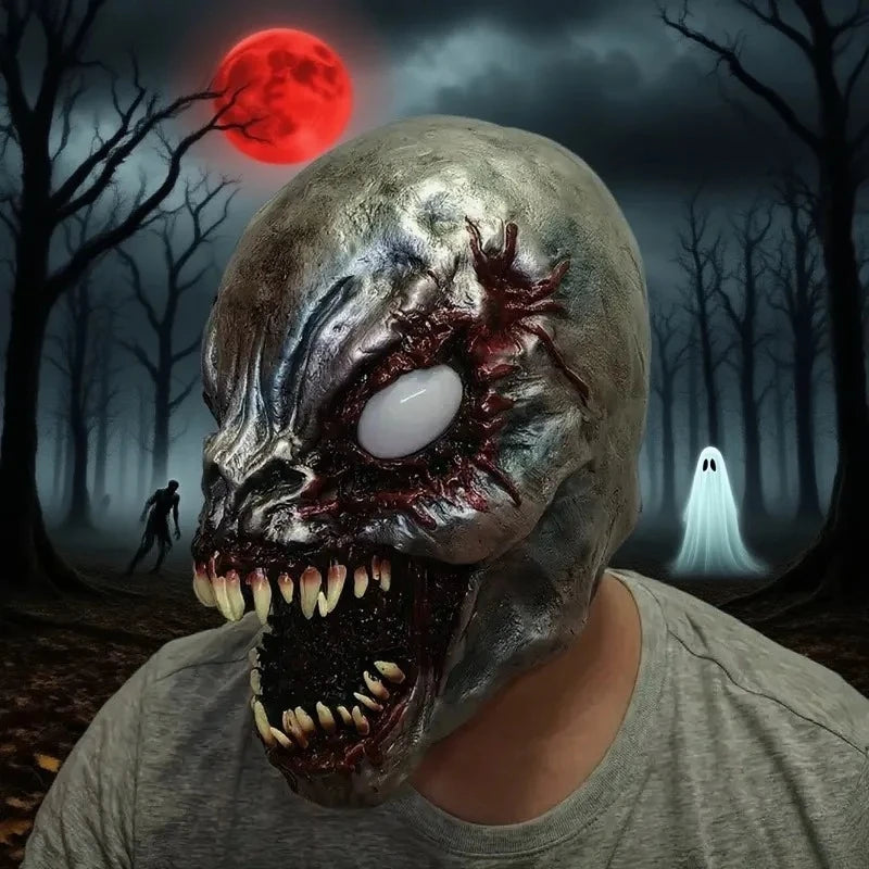 Doodad Co. Horror Full-Face Mask — Realistic Spooky Detail, Haunted House Ready