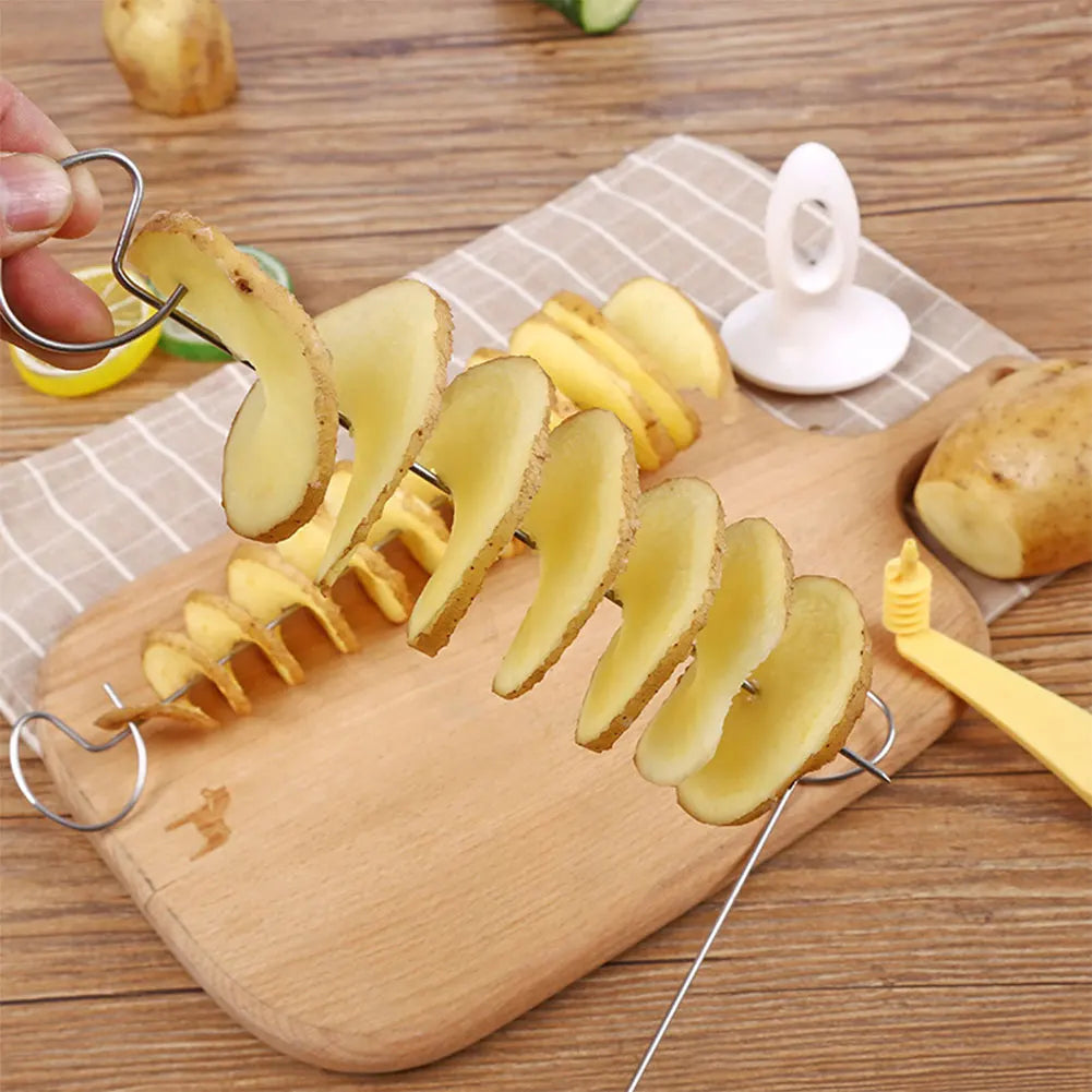 Doodad Co. Spiral Potato Slicer — Stainless Steel, Twisted Cut Design