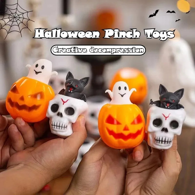 Doodad Co. Pumpkin Ghost Squeeze Pinch Toys — Silicone Stress Relief, Party Favors