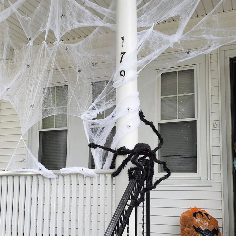 Doodad Co. Stretchy Spider Web Decoration — Instant Cobweb Effect, Haunted House Ready