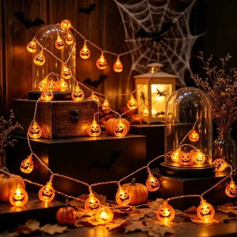 Doodad Co. Jack-O-Lantern Fairy Lights — Battery Powered, Indoor & Outdoor Halloween Glow