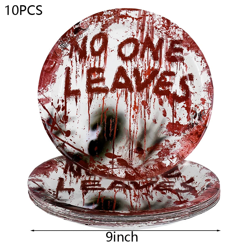 Doodad Co. Bloody Handprint Party Tableware — Plates, Cups & Popcorn Boxes