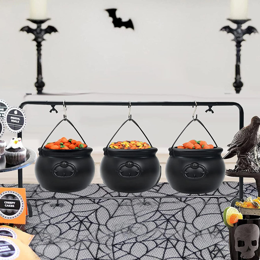 Doodad Co. Cauldron Candy Bowl — Iron Rack Stand, Trick-or-Treat Ready