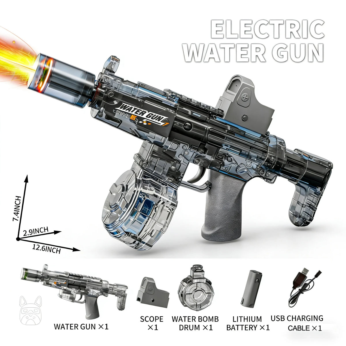 Doodad Co. Electric Water Gun — Automatic, Light-Up Effects