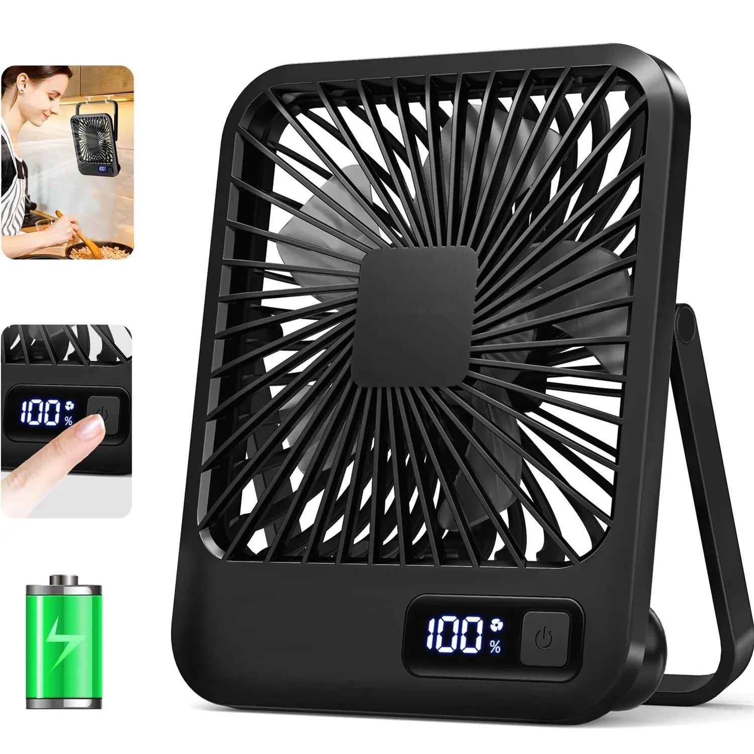 Doodad Co. Rechargeable Desk Fan — Quiet, Tilt-Adjustable, USB Portable