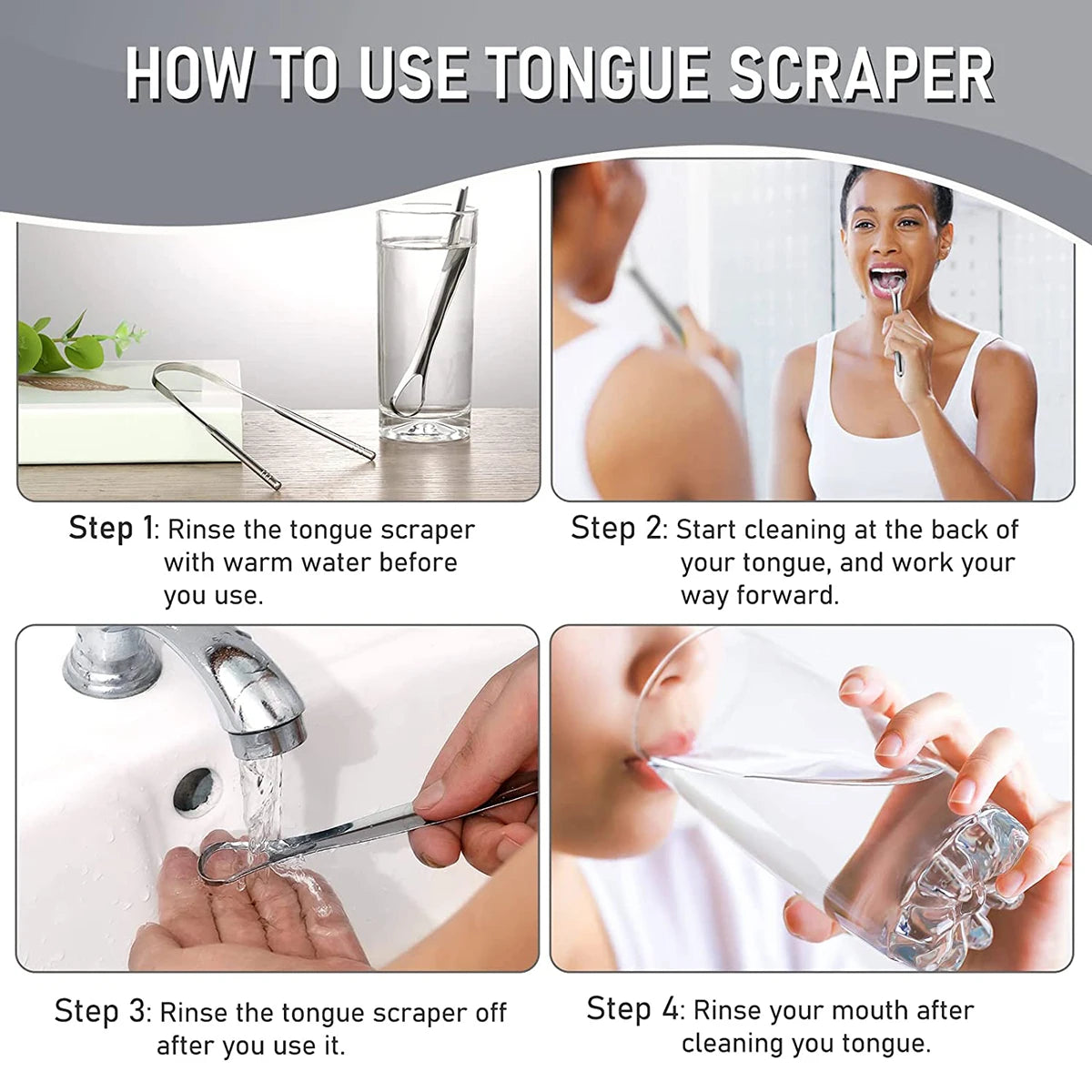 Doodad Co. Metal Tongue Scraper — Stainless Steel, Portable Design