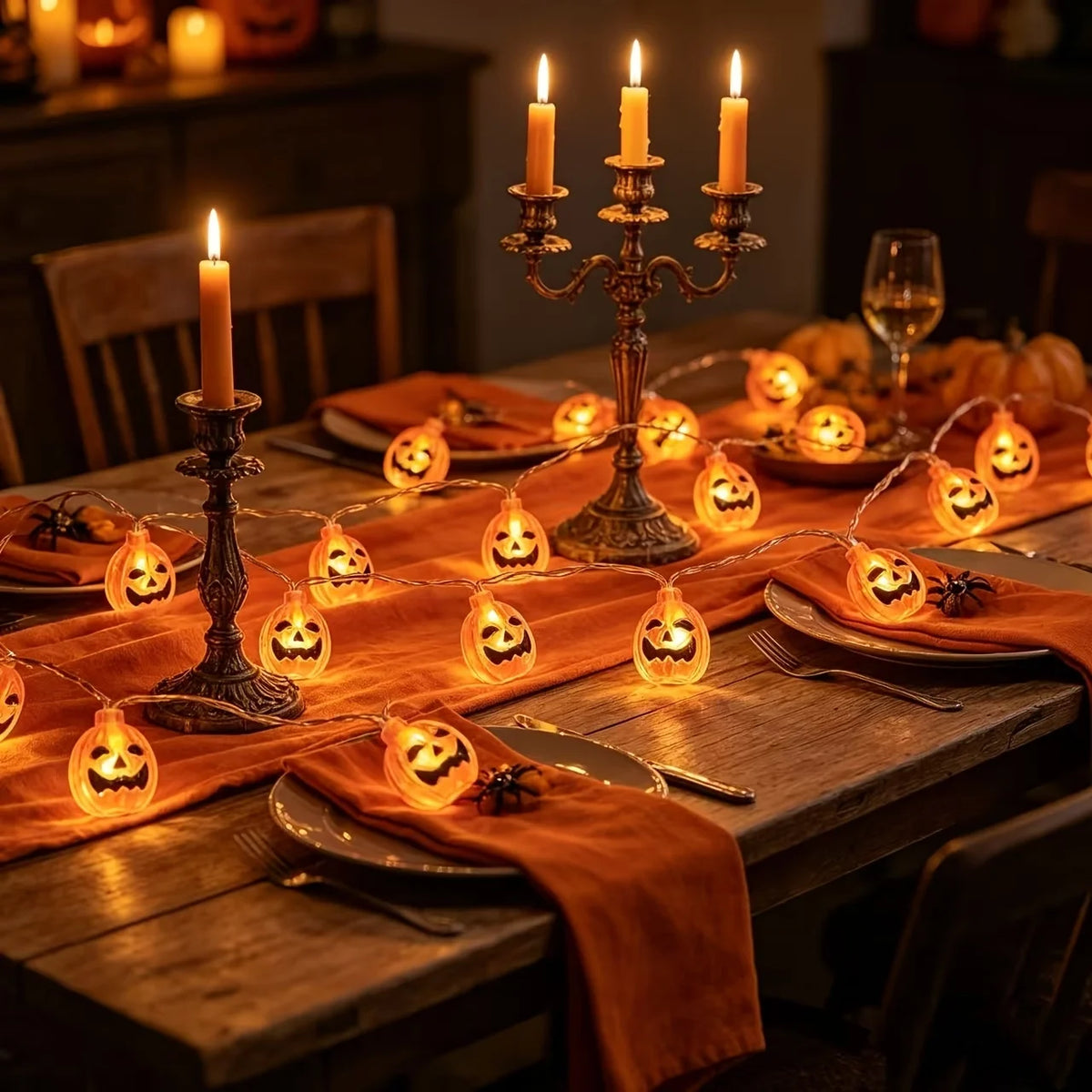 Doodad Co. Jack-O-Lantern Fairy Lights — Battery Powered, Indoor & Outdoor Halloween Glow