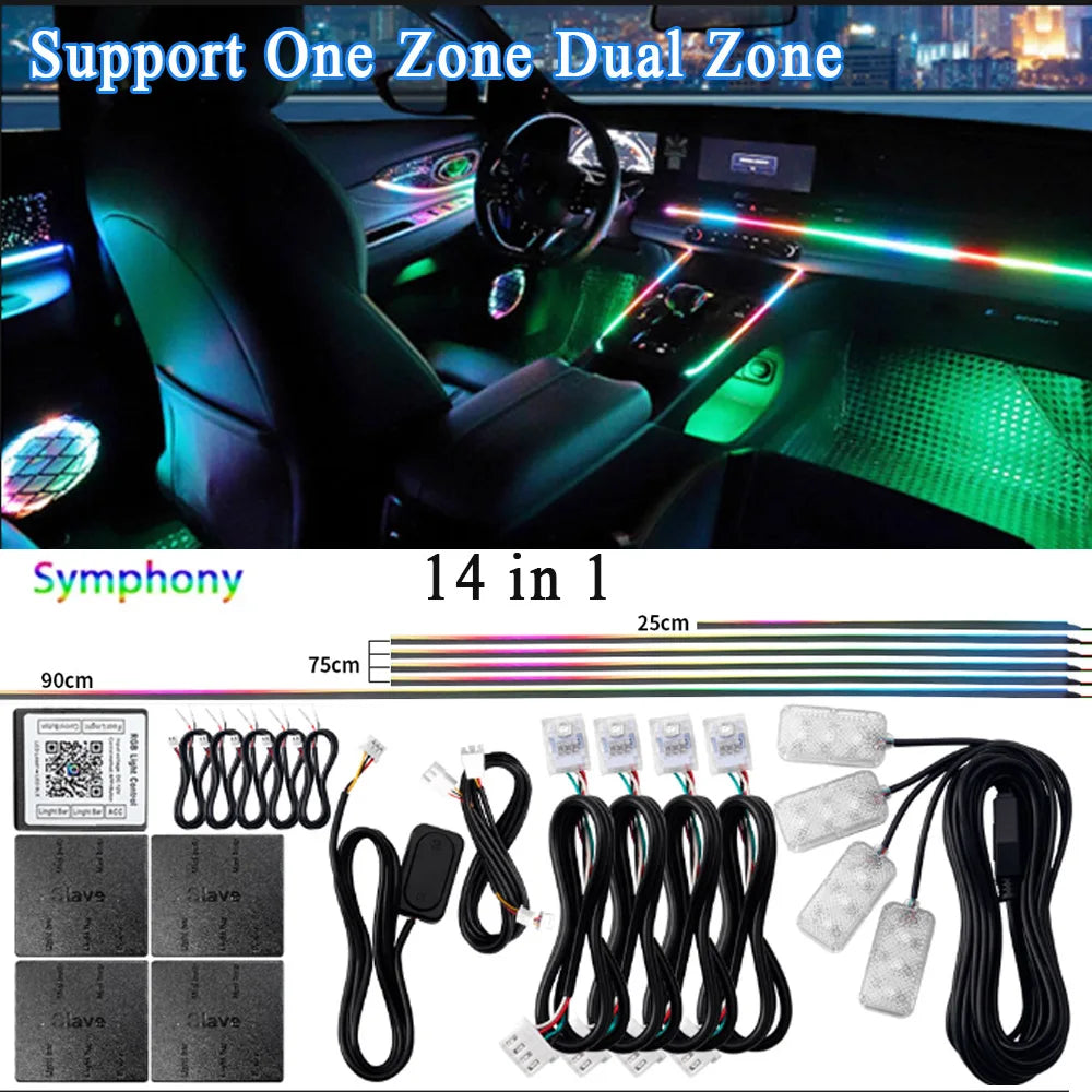 Doodad Co. RGB Car Ambient Light Strip — App-Controlled, 64-Color