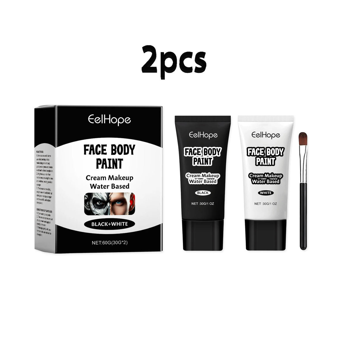 Doodad Co. White & Black Body Paint — Full Coverage, Oil-Free Easy Wash-Off
