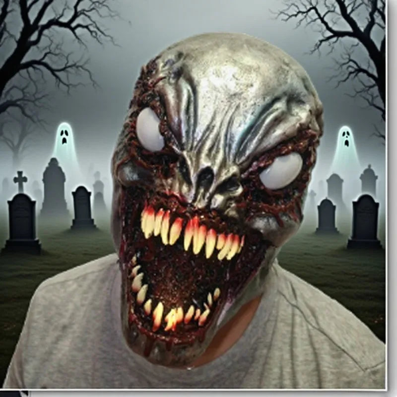 Doodad Co. Horror Full-Face Mask — Realistic Spooky Detail, Haunted House Ready