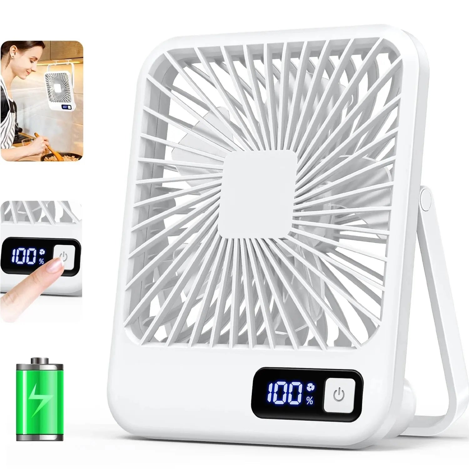 Doodad Co. Rechargeable Desk Fan — Quiet, Tilt-Adjustable, USB Portable