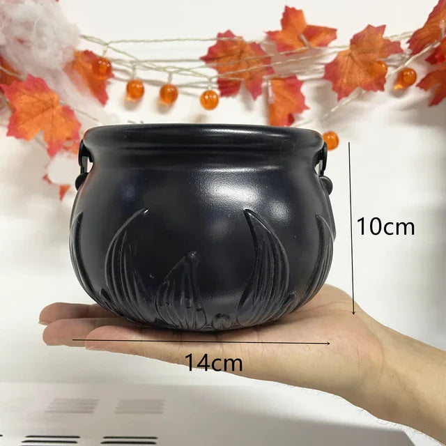 Doodad Co. Cauldron Candy Bowl — Iron Rack Stand, Trick-or-Treat Ready