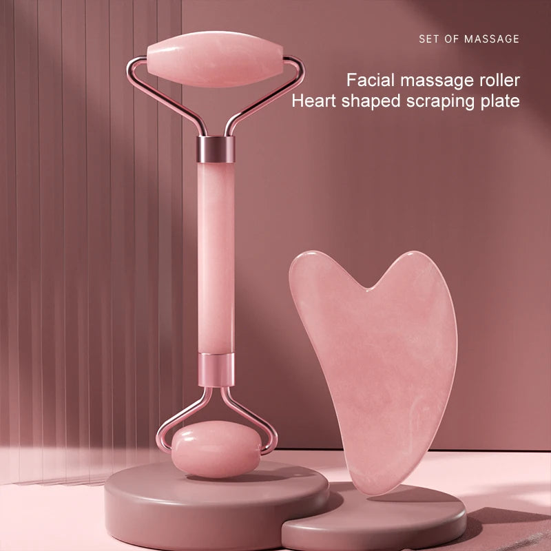Doodad Co. Facial Massage Roller Set — Dual-End Roller, Gua Sha Included